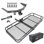 For 2014-2020 Acura MDX Trailer Hitch Tow PKG w/ 60" x 24" Cargo Carrier + Cargo Bag + Hitch Lock (Excludes: w/Full Size Spare Tire Models) By Reese Towpower