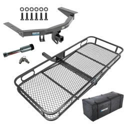 For 14-20 Acura MDX 16-22 Honda Pilot Trailer Hitch Tow PKG w/ 60" x 24" Cargo Carrier + Cargo Bag + Hitch Lock By Reese Towpower