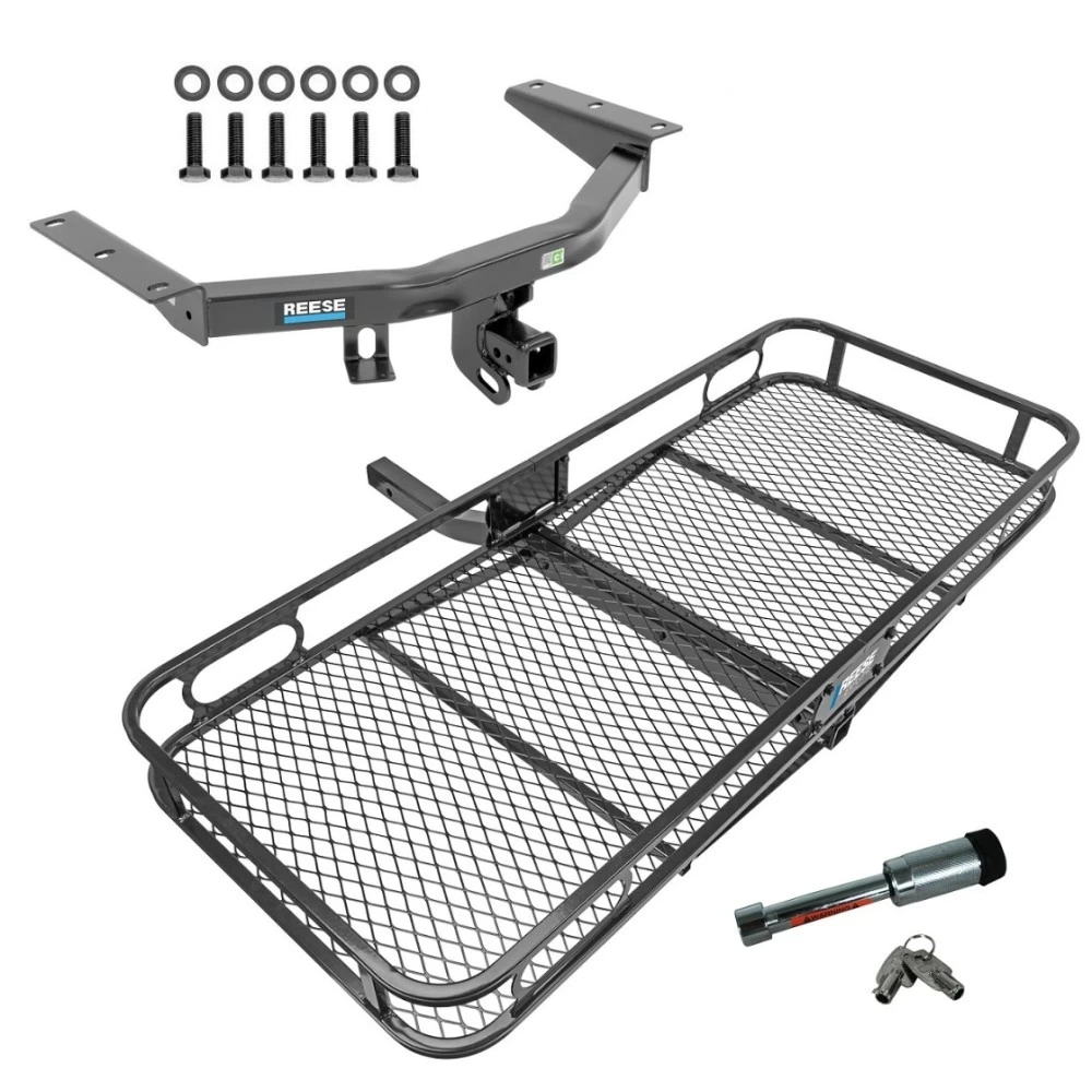 For 2014-2020 Acura MDX Trailer Hitch Tow PKG w/ 60" x 24" Cargo Carrier + Hitch Lock (Excludes: w/Full Size Spare Tire Models) By Reese Towpower