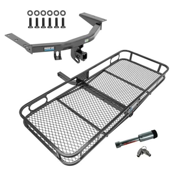 For 2014-2020 Acura MDX Trailer Hitch Tow PKG w/ 60" x 24" Cargo Carrier + Hitch Lock (Excludes: w/Full Size Spare Tire Models) By Reese Towpower