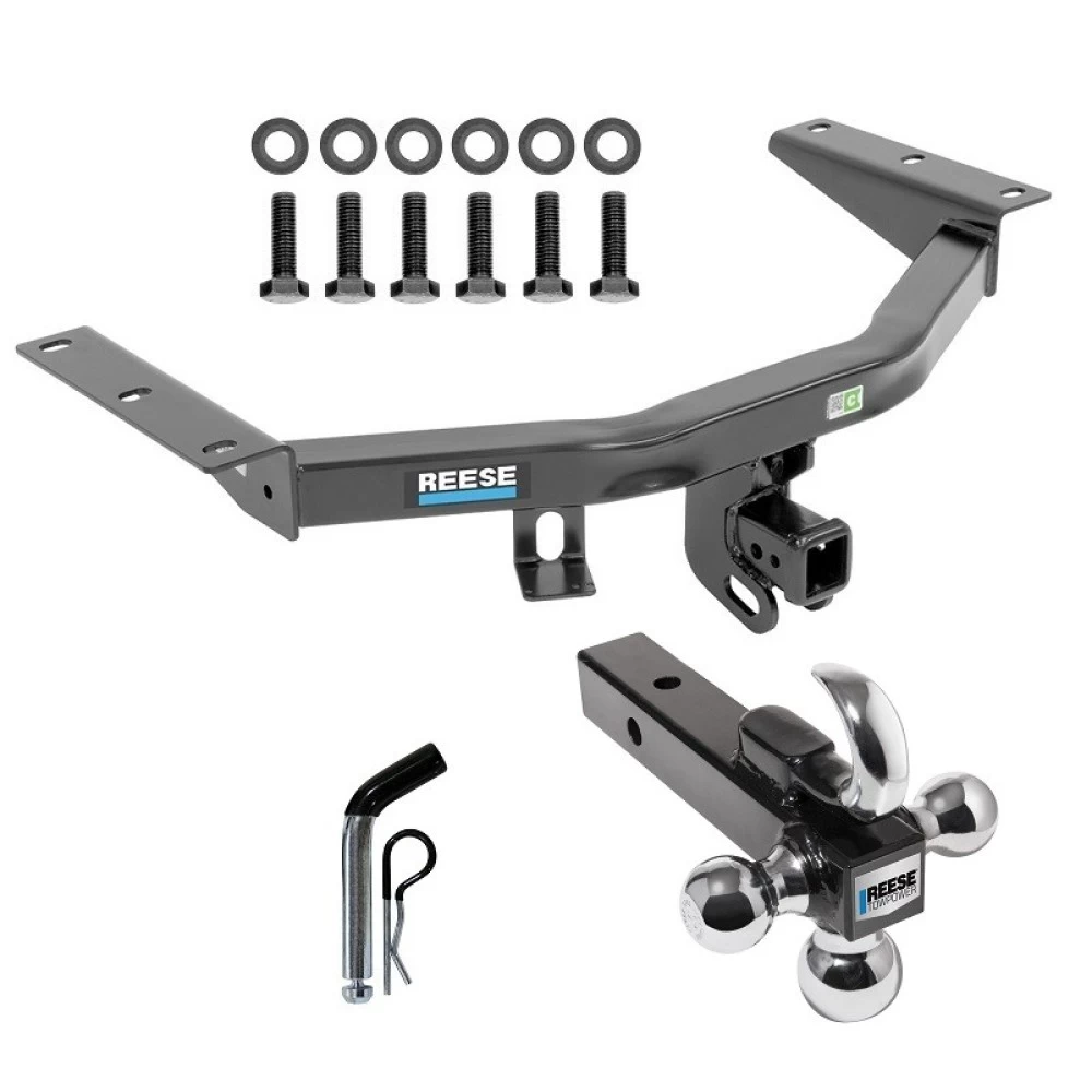 For 2014-2020 Acura MDX Trailer Hitch Tow PKG w/ Triple Ball Ball Mount 1-7/8" & 2" & 2-5/16" Trailer Balls w/ Tow Hook + Pin/Clip (Excludes: w/Full Size Spare Tire Models) By Reese Towpower
