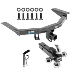 For 2014-2020 Acura MDX Trailer Hitch Tow PKG w/ Triple Ball Ball Mount 1-7/8" & 2" & 2-5/16" Trailer Balls w/ Tow Hook + Pin/Clip (Excludes: w/Full Size Spare Tire Models) By Reese Towpower