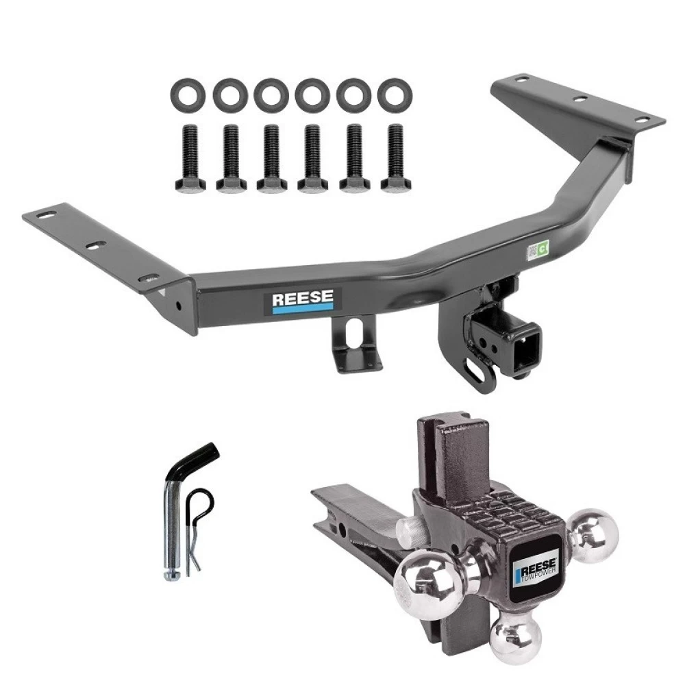 For 2014-2020 Acura MDX Trailer Hitch Tow PKG w/ Adjustable Drop Rise Triple Ball Ball Mount 1-7/8" & 2" & 2-5/16" Trailer Balls + Pin/Clip (Excludes: w/Full Size Spare Tire Models) By Reese Towpower