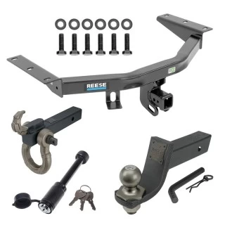 For 2016-2022 Honda Pilot Trailer Hitch Tow PKG + Interlock Tactical Starter Kit w/ 3-1/4" Drop & 2" Ball + Tactical Hook & Shackle Mount + Tactical Dogbone Lock By Reese Towpower