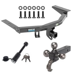 For 14-20 Acura MDX 16-22 Honda Pilot Trailer Hitch Tow PKG + Tactical Triple Ball Ball Mount 1-7/8" & 2" & 2-5/16" Balls & Tow Hook + Tactical Dogbone Lock By Reese Towpower