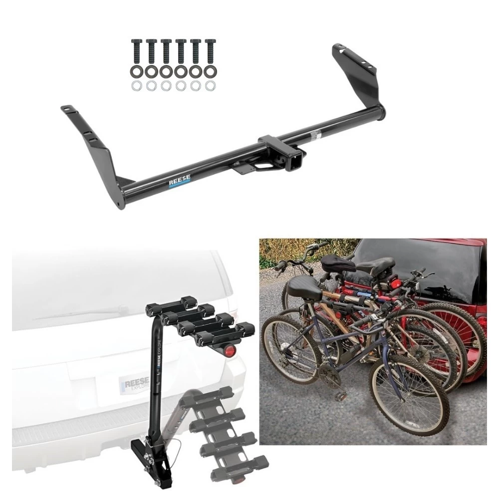 Trailer Hitch w/ 4 Bike Rack For 04-20 Toyota Sienna Approved for Recreational & Offroad Use Carrier for Adult Woman or Child Bicycles Foldable