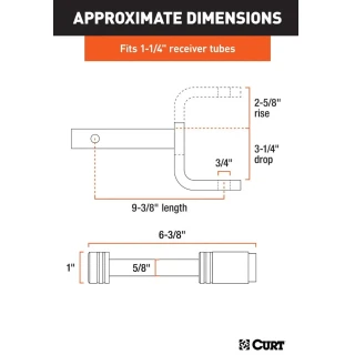 CURT Class 2 Ball Mount with Hitch Lock – 1-1/4" Shank, 3,500 lbs