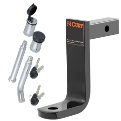 Class 1 Trailer Ball Mount Kit with 6" Drop (1-1/4" Shank, 2,000 lbs) + Lock for CURT Channel Mounts