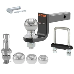 CURT Towing Starter Kit with 2" Ball for 1-1/4" Hitch, Switch Ball Set & Anti-Rattle Clamp – 3,500 lb Capacity