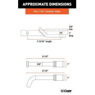 CURT Class 2 Ball Mount with Channel Mount Lock Set, 1-1/4" Shank, 3,500 lbs