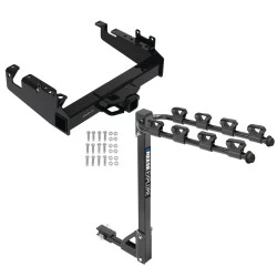 Trailer Tow Hitch For 19-25 Ford F-350 F-450 F-550 Super Duty Cab & Chassis Class V Tilt Away Adult or Child Arms Fold Down 4 Bike Carrier