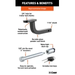 CURT Class 2 Ball Mount Kit with Switch Ball Set and Hitch Lock for 1-1/4" Receiver