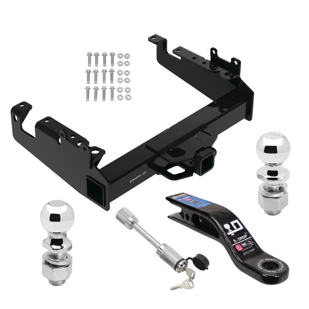 Custom Fit Trailer Hitch3" Drop Ball Mount2-5/16" and 2" Chrome Ball Dogbone Style Towing LockInstallation Hardware Installation Instructions 45520 45322 63840 63830 63252 Draw-Tite Trailer Tow Hitch 19-22 F-350 F-450 F-550 Super Duty Cab a Trailer Tow Hitch For 19-24 Ford F-350 F-450 F-550 Super Duty Cab and Chassis Class V w/ 2-5/16" and 2" Ball 10" Long 3" Drop Draw Bar and Towing Lock