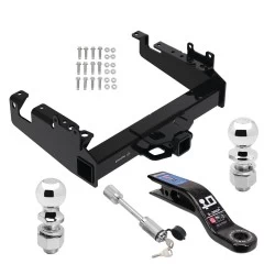 Trailer Tow Hitch For 19-25 Ford F-350 F-450 F-550 Super Duty Cab & Chassis Class V w/ 2-5/16" and 2" Ball 10" Long 3" Drop Draw Bar and Towing Lock