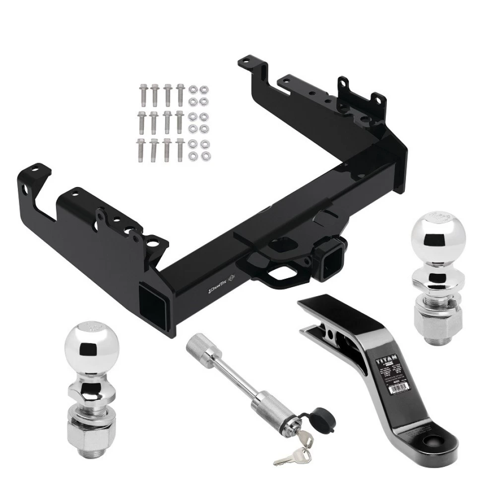 Custom Fit Trailer Hitch5" Drop Ball Mount2-5/16" and 2" Chrome Ball Dogbone Style Towing LockInstallation Hardware Installation Instructions 45520 45323 63840 63830 63252 Draw-Tite Trailer Tow Hitch 19-22 F-350 F-450 F-550 Super Duty Cab a Trailer Tow Hitch For 19-24 Ford F-350 F-450 F-550 Super Duty Cab and Chassis Class V w/ 2-5/16" and 2" Ball 10" Long 5" Drop Draw Bar and Towing Lock