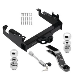 Trailer Tow Hitch For 19-25 Ford F-350 F-450 F-550 Super Duty Cab & Chassis Class V w/ 2-5/16" and 2" Ball 10" Long 5" Drop Draw Bar and Towing Lock