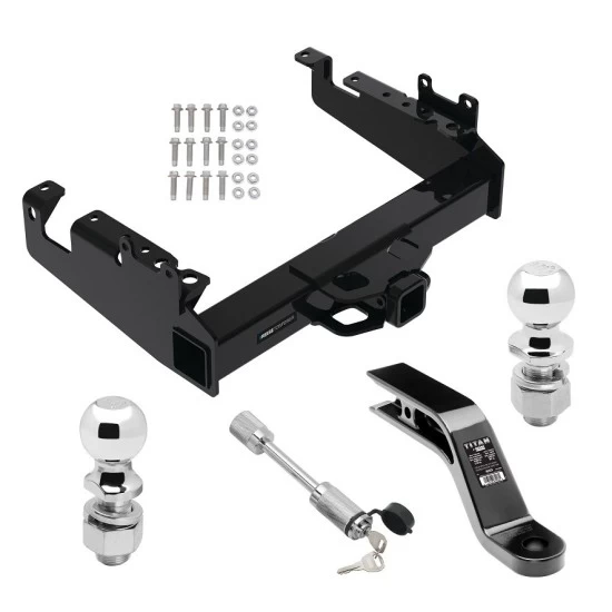 Reese Trailer Tow Hitch For 19-25 Ford F-350 F-450 F-550 Super Duty Cab & Chassis Class V w/ 2-5/16" and 2" Ball 10" Long 5" Drop Draw Bar and Towing Lock