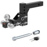 CURT Adjustable Tri-Ball Hitch Mount with Lock – Fits 2" Receiver, 10,000 lbs GTW