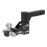 CURT Adjustable Tri-Ball Hitch Mount with Lock – Fits 2" Receiver, 10,000 lbs GTW