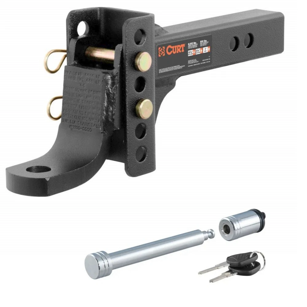 CURT Adjustable Trailer Hitch Ball Mount with 5/8" Lock for 3" Receiver