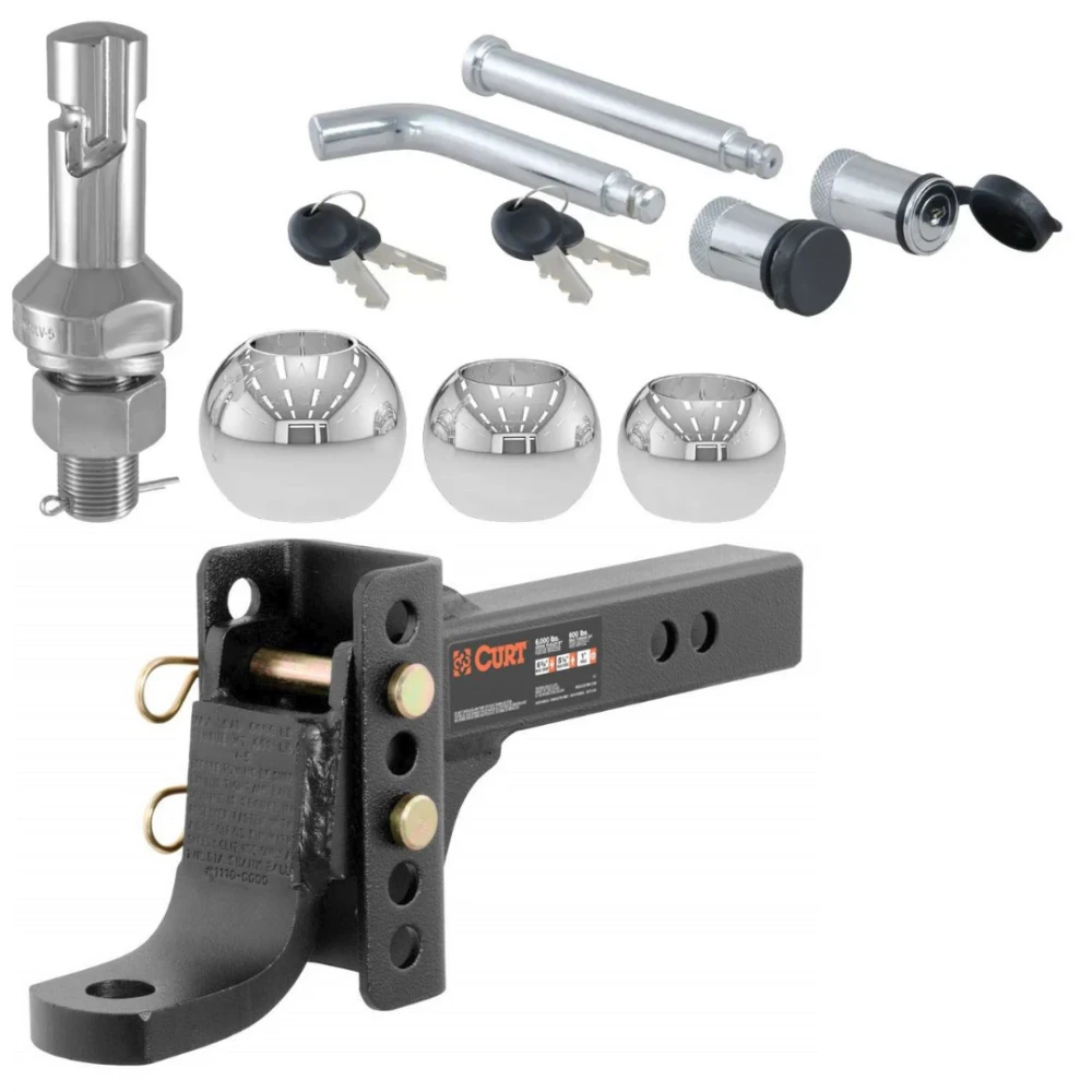  CURT adjustable trailer hitch ball mount with lock set and triple Switch Ball kit