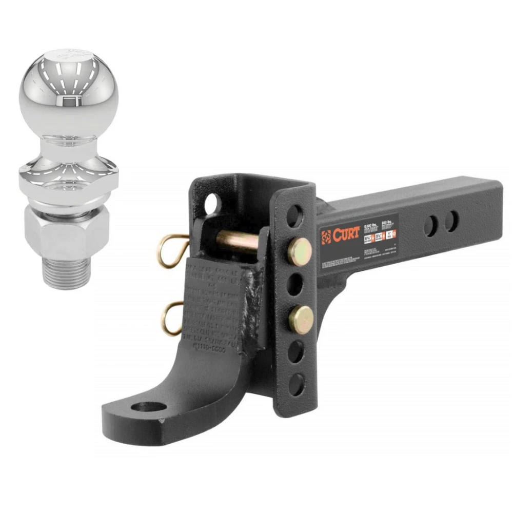CURT adjustable ball mount with 1-7/8 inch trailer ball for 2 inch receiver