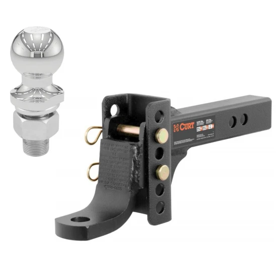 CURT adjustable ball mount with 1-7/8 inch trailer ball for 2 inch receiver