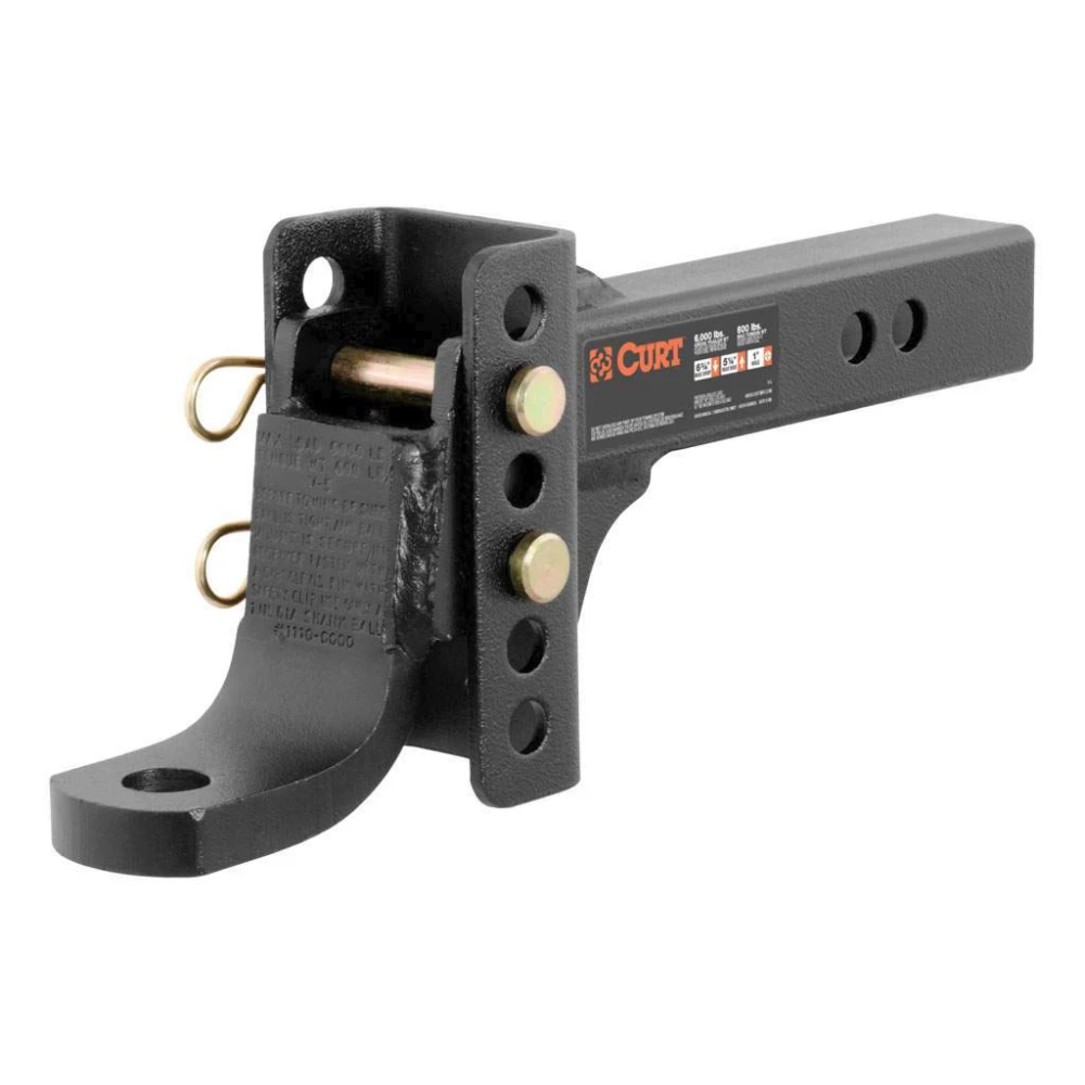 CURT adjustable hitch kit with anti-rattle pin and 3-ball switch trailer set