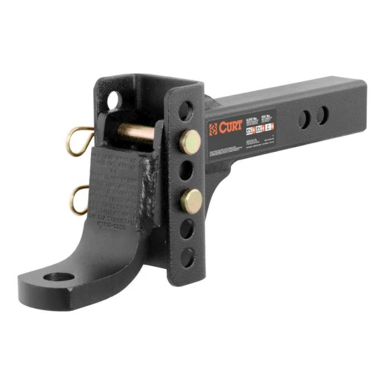 CURT adjustable hitch kit with anti-rattle pin and 3-ball switch trailer set