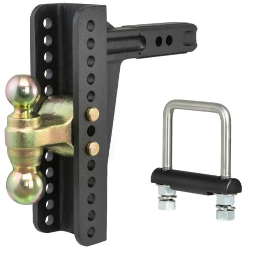  CURT adjustable channel mount with dual ball and anti-rattle clamp for 2" hitch receiver
