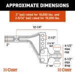 CURT Adjustable Dual Ball Hitch with 2" Shank and Chrome Lock for 3" Receiver