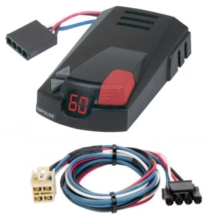 Hopkins Impulse Trailer Brake Control for 15-23 Chevy Tahoe 15-24 GMC Yukon w/ Plug Play Wiring Adapter Time Based Eletric Trailer Brakes Module Box Controller