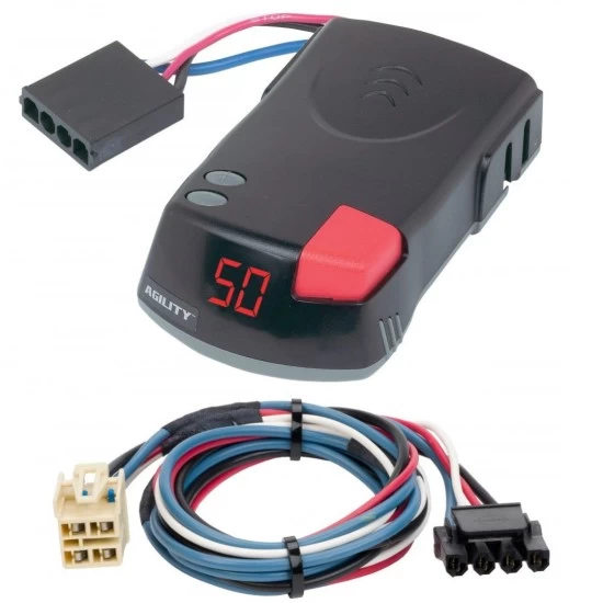 Hopkins Agility Trailer Brake Control for 14-19 Chevy Silverado GMC Sierra 1500 15-23 Suburban w/ Plug Play Wiring Adapter Proportional Eletric Trailer Brakes Module Box Controller