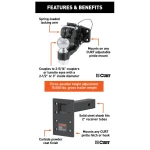 CURT 16K Pintle Hitch 2-5/16 Ball Combo with Adjustable Mount for 2 in Receiver