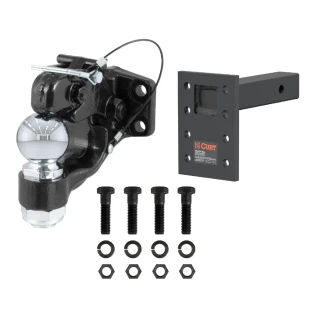 CURT 16K Pintle Hitch 2-5/16 Ball Combo with Adjustable Mount for 2 in Receiver