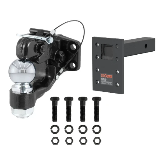 CURT 16K Pintle Hitch 2-5/16 Ball Combo with Adjustable Mount for 2 in Receiver