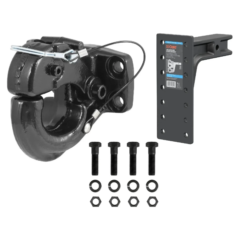 CURT 30K Pintle Hook and 20K Adjustable Pintle Mount for 2-1/2 Inch Hitch – Heavy Duty