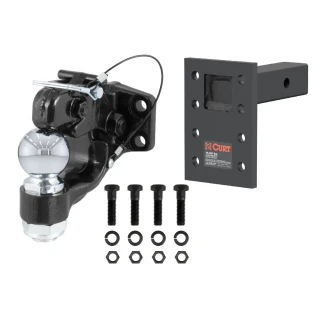 CURT 15K Pintle Hitch with 2-5/16 inch Ball Combo, 2 inch Adjustable Mount