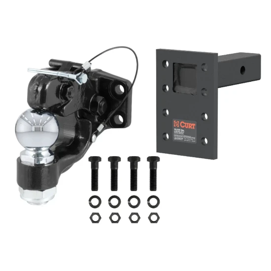 CURT 15K Pintle Hitch with 2-5/16 inch Ball Combo, 2 inch Adjustable Mount