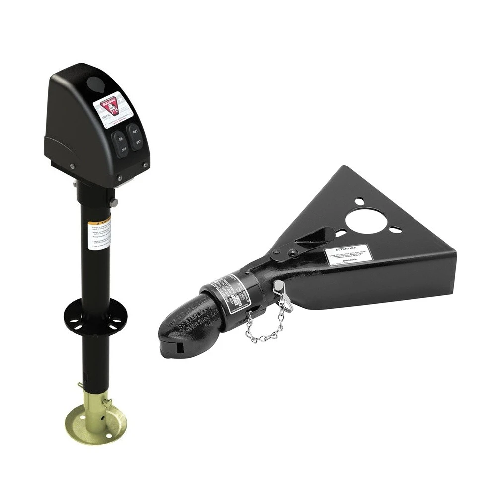Bulldog 3.5K A-Frame Electric Powered Trailer Jack with 7K Collar-Lok Coupler for 2-inch Ball