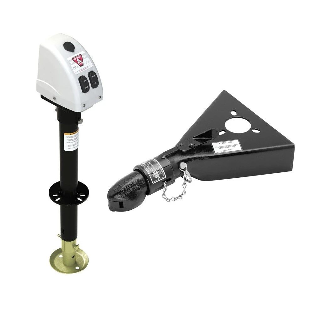 Bulldog 3.5K Electric A-Frame Trailer Jack and 7K Collar-Lok Coupler Bundle