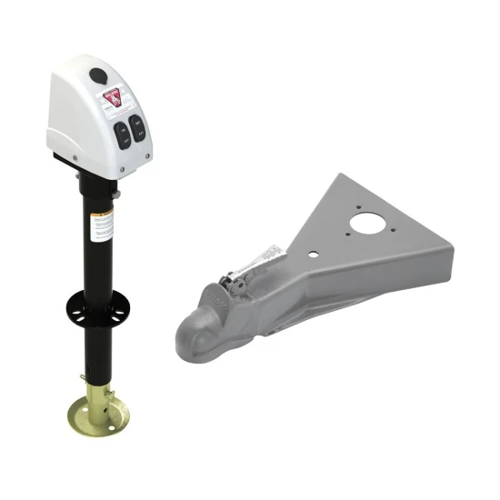 Bulldog 3.5K electric A-frame trailer jack and 8K trailer coupler bundle