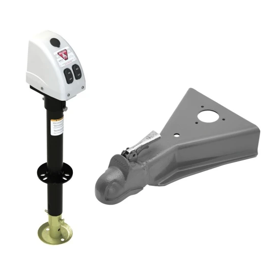 Bulldog 3.5K electric A-frame trailer jack with 12.5K cast-head A-frame coupler
