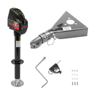 Bulldog 4K Powered Drive A-Frame Trailer Jack and 7K Collar-Lok Coupler bundle for trailers (fits Dexter, Alko, Lippert)