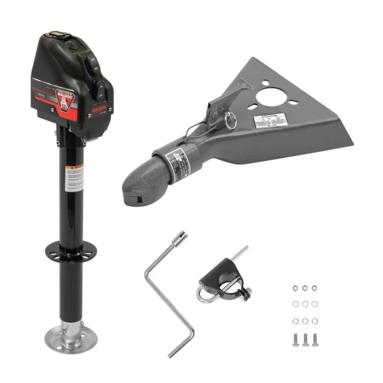Bulldog 4K electric A-frame trailer jack with 5,000 lb Collar-Lok™ coupler for 2″ ball