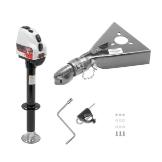 BULLDOG 4K Electric A-Frame Trailer Jack with 7K Collar-Lok Coupler Bundle