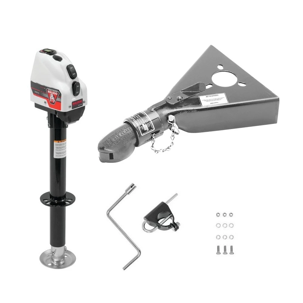 Bulldog 4K electric trailer jack with 5K Collar-Lok coupler and 14-inch lift