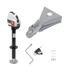 Bulldog 4K Powered Drive A-Frame Trailer Jack 14" Lift w/ 15K Cast Head Coupler for 2-5/16" Ball