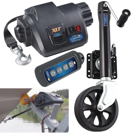 Fulton Electric Powered XP Boat Trailer Winch 7K + Trailer Jack 1500 lbs 5 Year Warranty + Hardware Bolt-On Side Mount