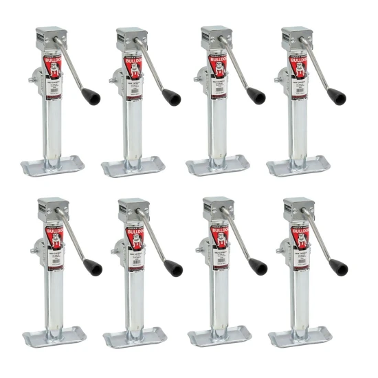 Bulldog 8-pack 5K Pipe Mount Swivel Trailer Jacks with Sidewind and 15" Lift